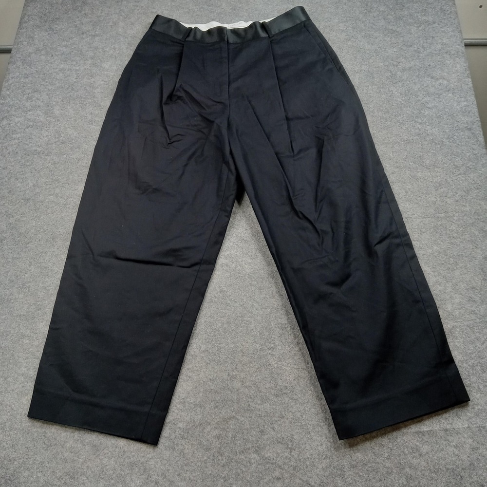 Everlane Pants Womens 8 Black Cropped Wide Leg‎ Dress Trouser Cotton Silk Blend
